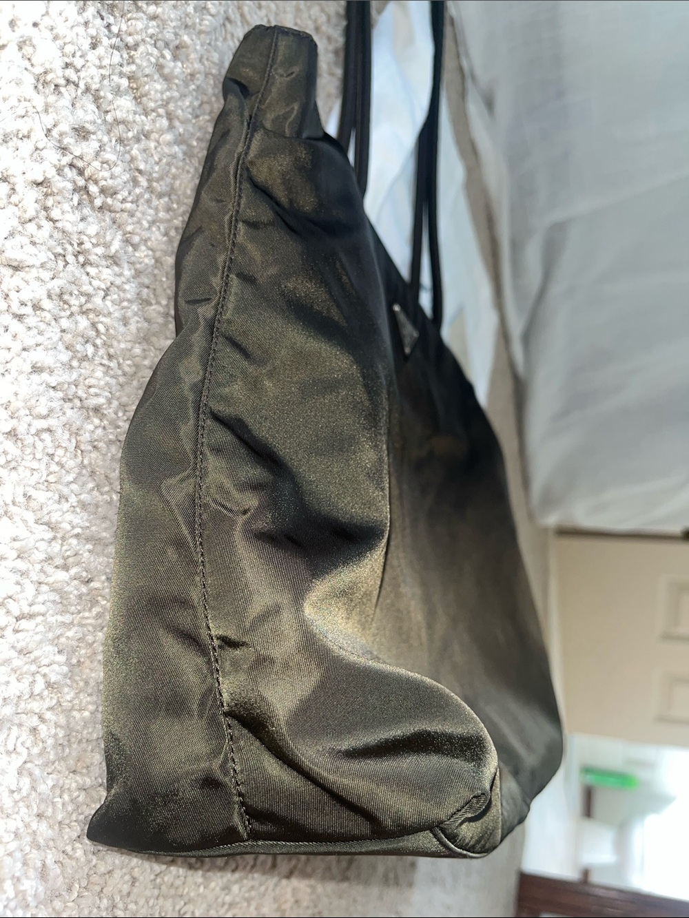 Prada Black Tessuto Shoulder Tote with Triangular Logo - Picture 3 of 15